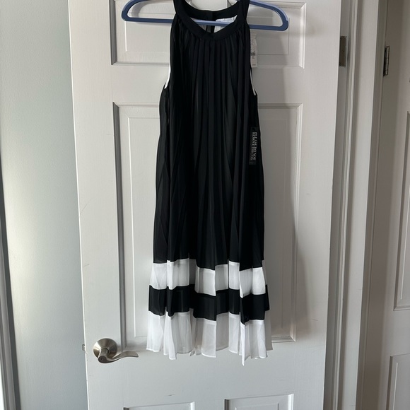 New York & Company Dresses & Skirts - Pleated Black Dress with White Hem